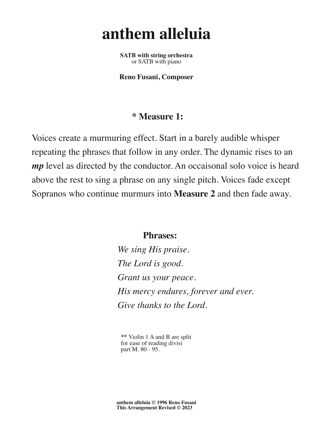 anthem alleluia string orchestra accompaniment
