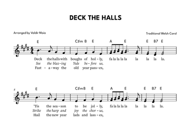 Deck The Halls - Lead Sheet in E (arr. Valdir Maia)