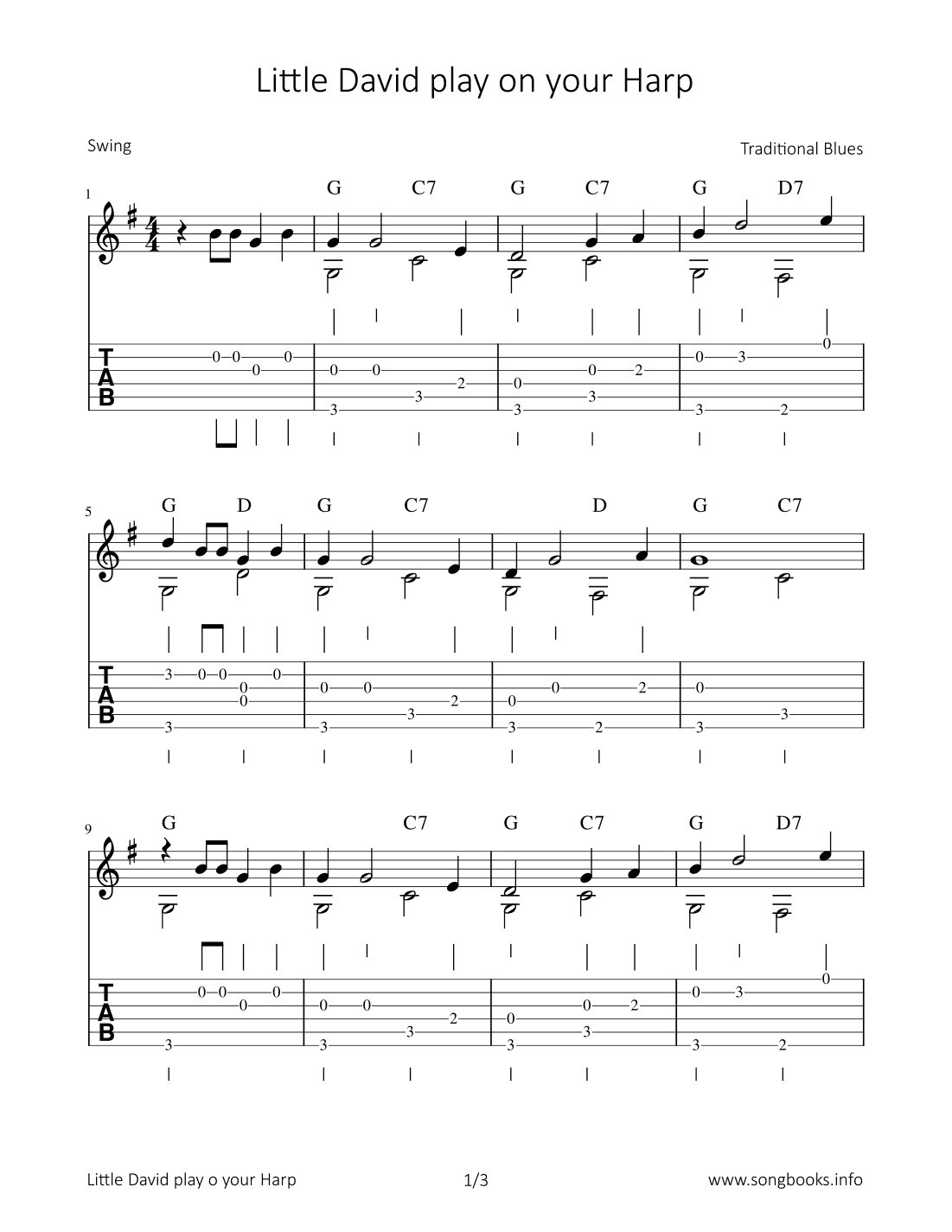 Little David play on your Harp (arr. Bettina Schipp)