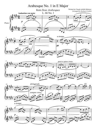 Arabesque L. 66 No. 1 in E Major (arr. Zachary Corbett)