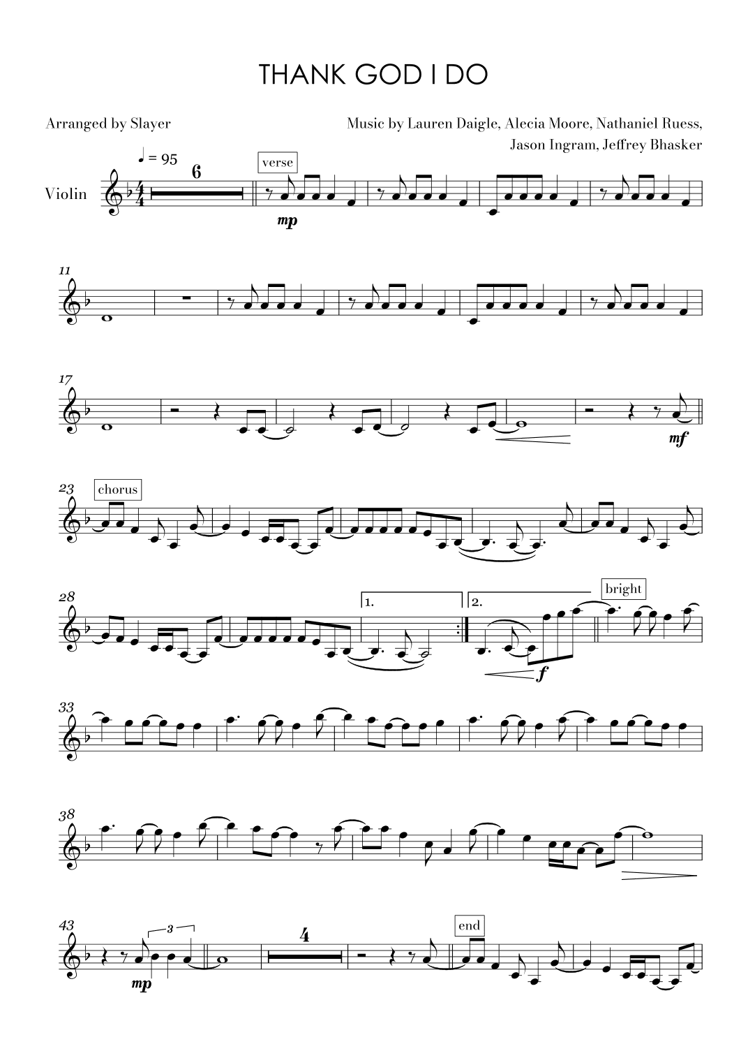 Thank God I Do (arr. Slayer)