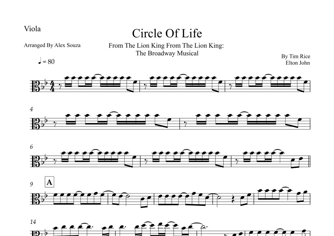 Circle Of Life (arr. Alex Souza)