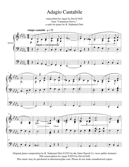 Adagio Cantabile by Nathaniel Dett, transcribed for organ from his suite for piano "Cinnamon Grove" (arr. David Neff)