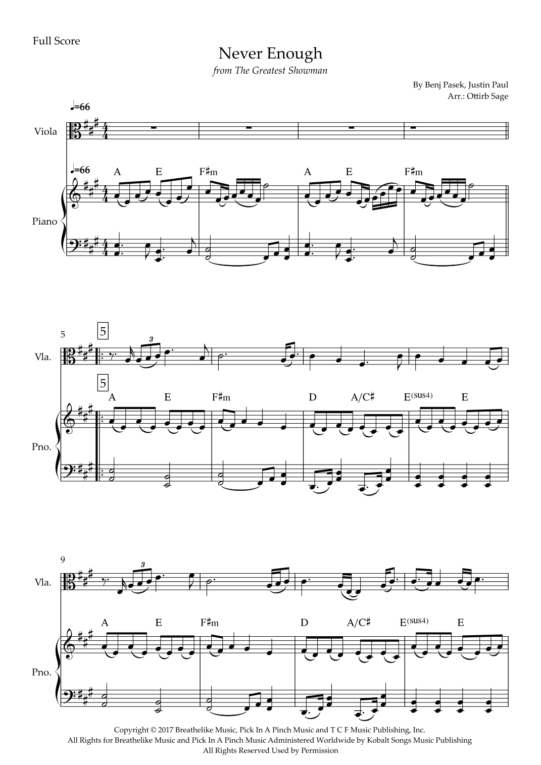 Never Enough (arr. Ottirb Sage)