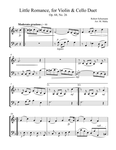 Little Romance, for violin and cello duet (arr. Marion Maby)