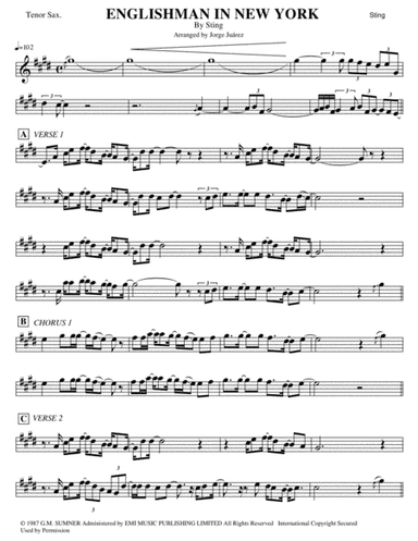 Englishman In New York (arr. Jorge Juárez)