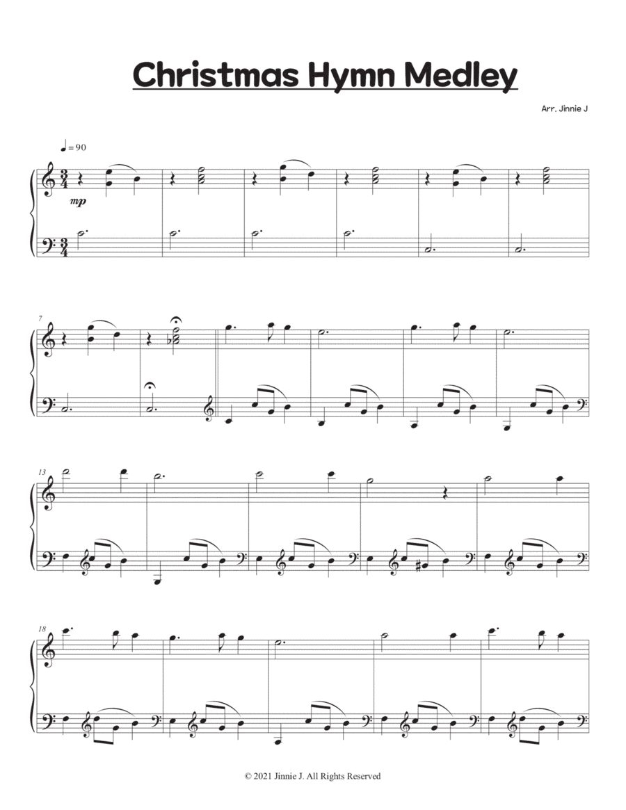 Christmas Hymn Medley (Intermediate level) (arr. Jinnie J)