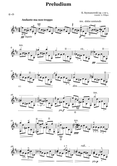 Karol Szymanowski - Prelude Op. 1 No. 1, transcr. for guitar (arr. Aleksander Wilgos)