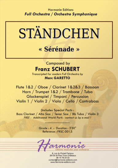 STANDCHEN (Serenade) by Franz SCHUBERT - Full Orchestra Arrangement by Marc GARETTO (arr. Marc GARETTO)