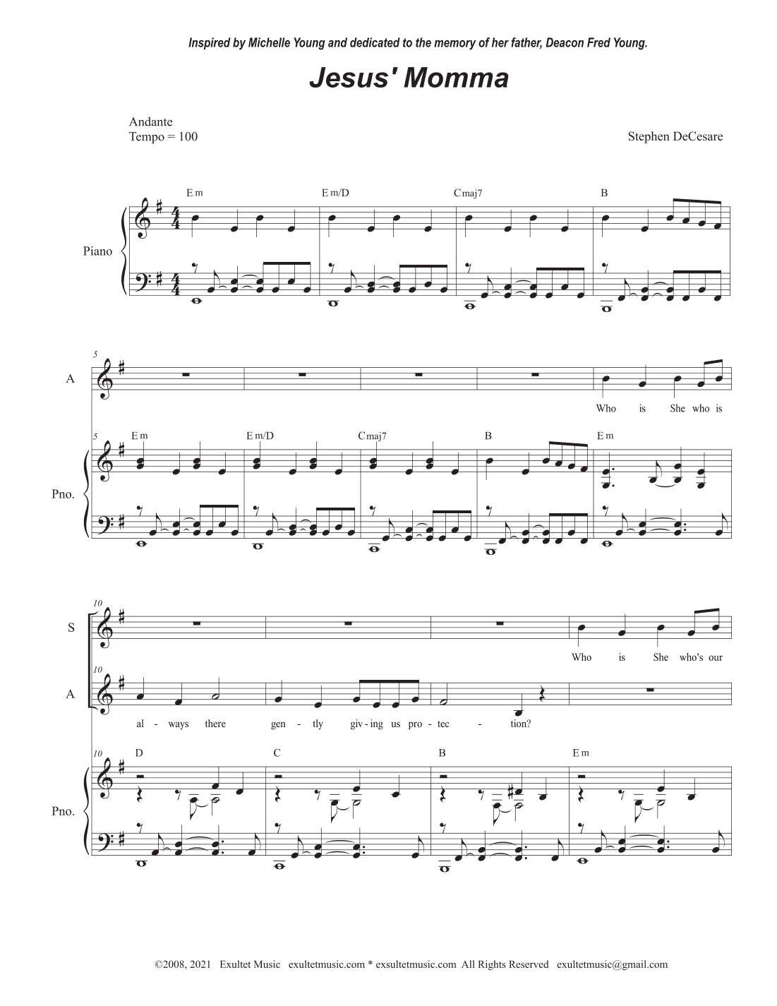 Jesus' Momma (Duet for Soprano and Alto solo)