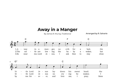 Away in a Manger (Key of C Major) (arr. R. Salvario)