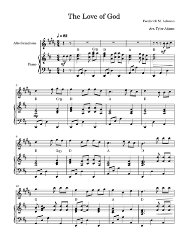 The Love Of God (Alto Sax Solo) (arr. Tyler Adams)