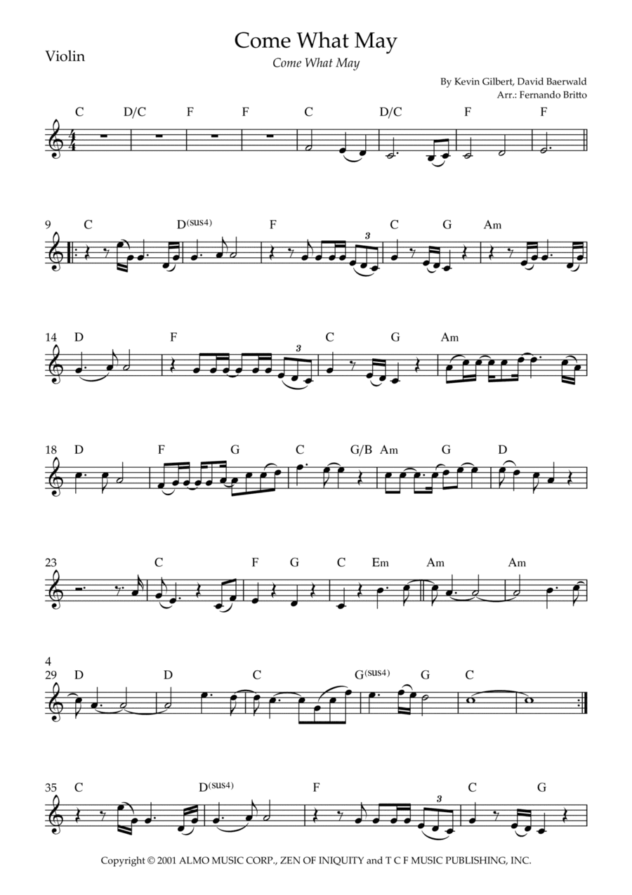 Come What May (arr. Fernando Britto)