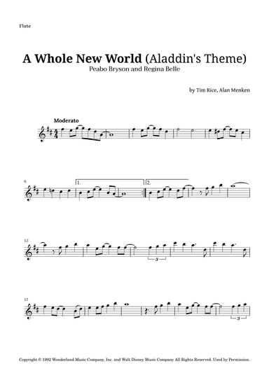 A Whole New World (aladdin's Theme) (arr. Langanho)