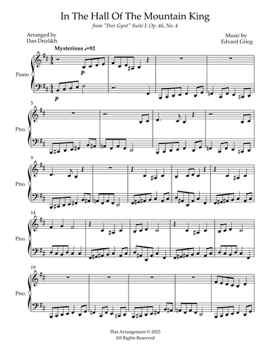 In The Hall Of The Mountain King (arr. Dan Drizlikh)