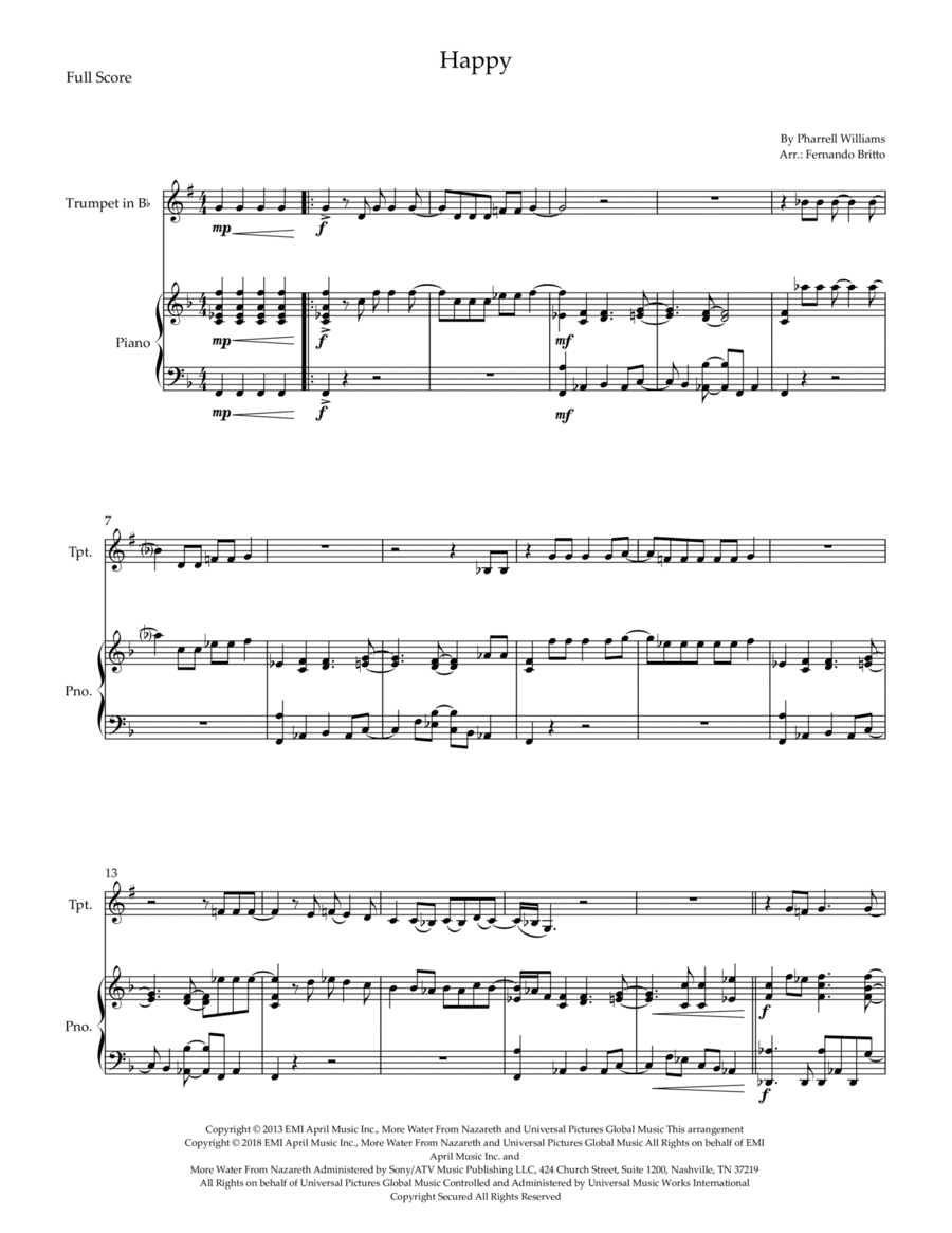 Happy (arr. Fernando Britto)