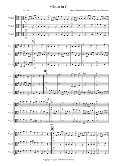 Minuet in G by Bach for Viola Trio (arr. David Burndrett)