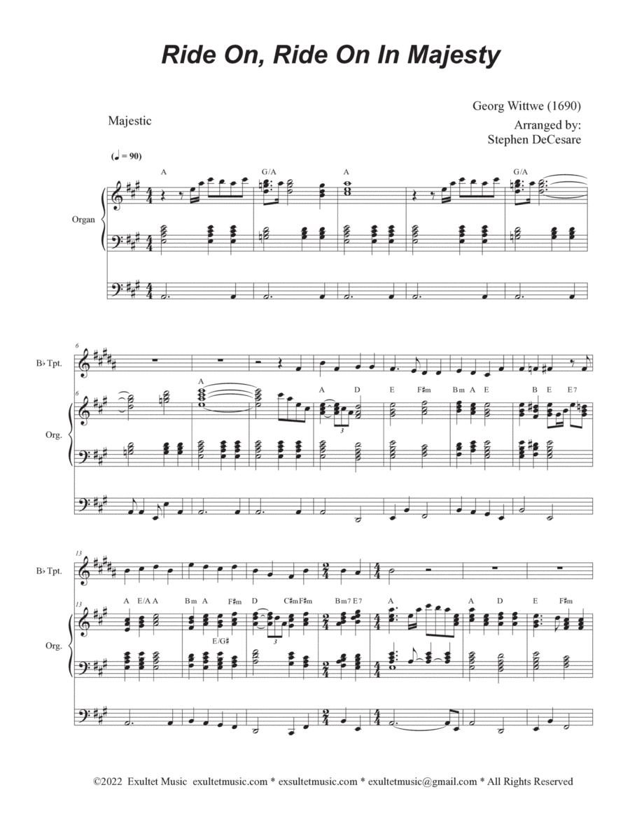 Ride On, Ride On In Majesty (Bb-Trumpet solo and Organ) (arr. Stephen DeCesare)