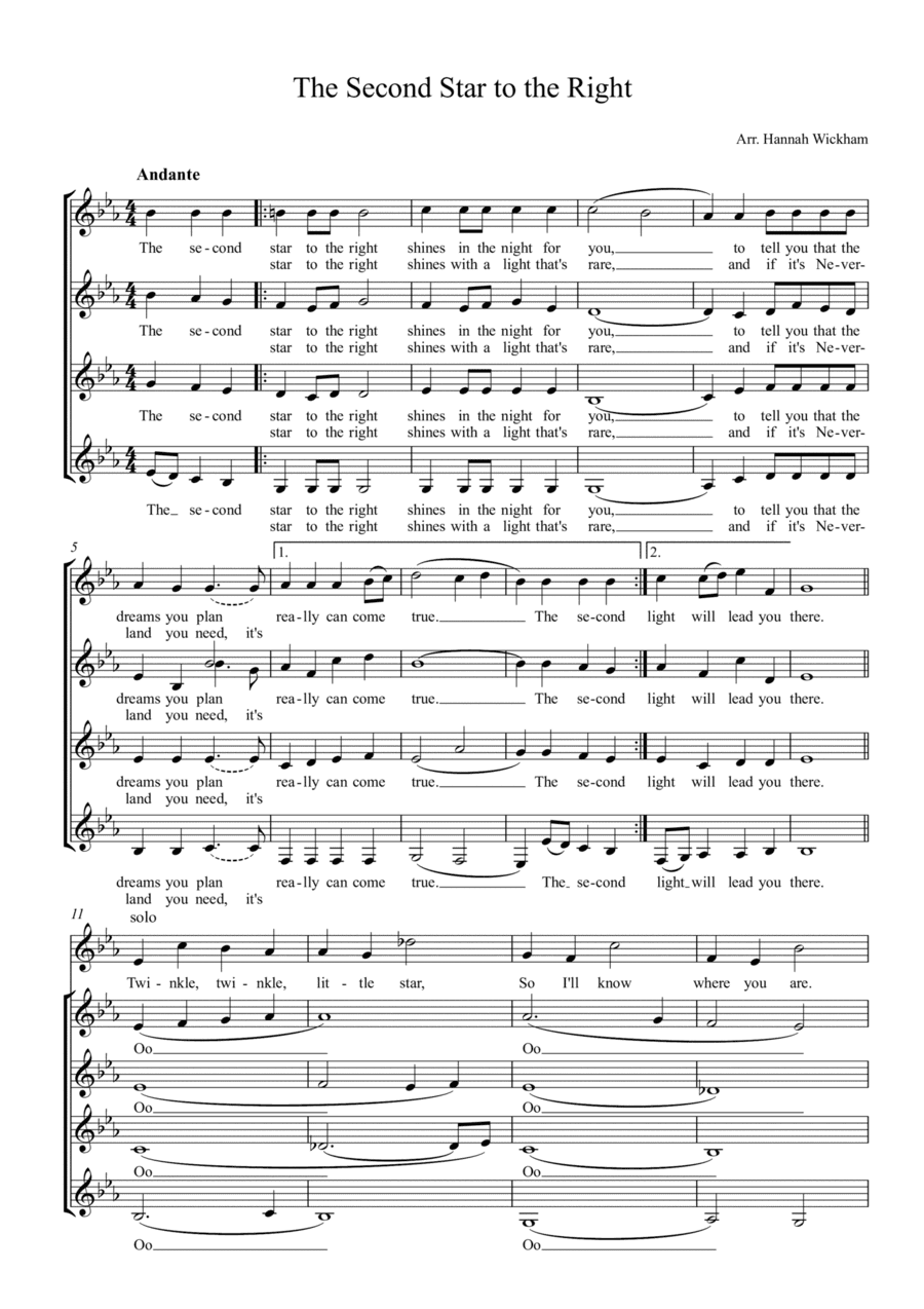 The Second Star To The Right (arr. Hannah Wickham)