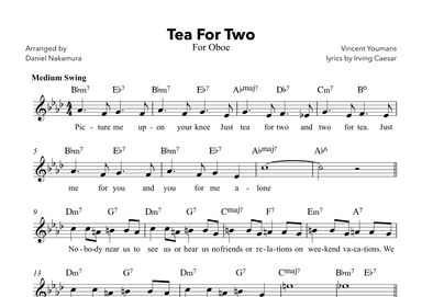 Tea For Two (For Oboe with lyrics) (arr. Daniel Nakamura)