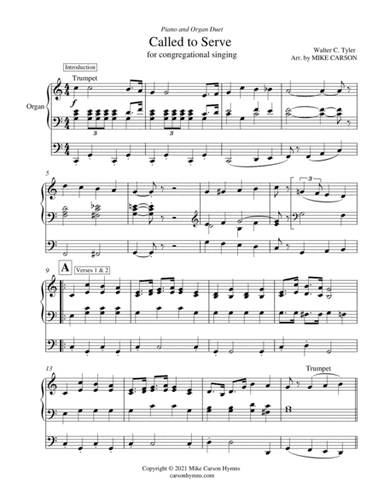 Called to Serve PIANO & ORGAN DUET (arr. Mike Carson)
