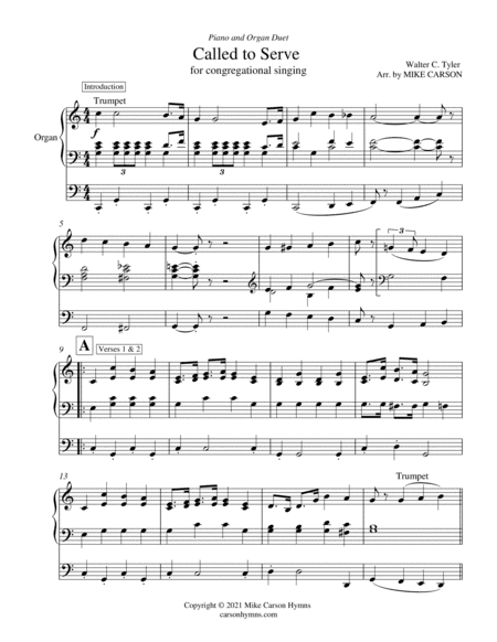 Called to Serve PIANO & ORGAN DUET (arr. Mike Carson)