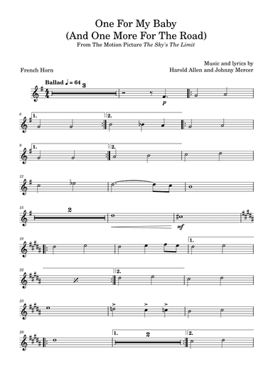 One For My Baby (and One More For The Road) (arr. David Lartey)