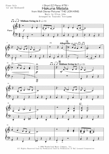 Hakuna Matata (arr. Tsuyoshi Yoroiguma)