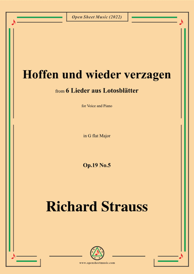 Richard Strauss-Hoffen und wieder verzagen,in G flat Major (arr. OSM Press)