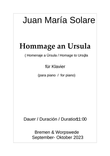 Hommage an Ursula [piano solo]