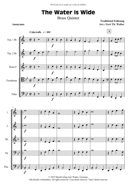The Water Is Wide (arr. Gert Th. Walter)