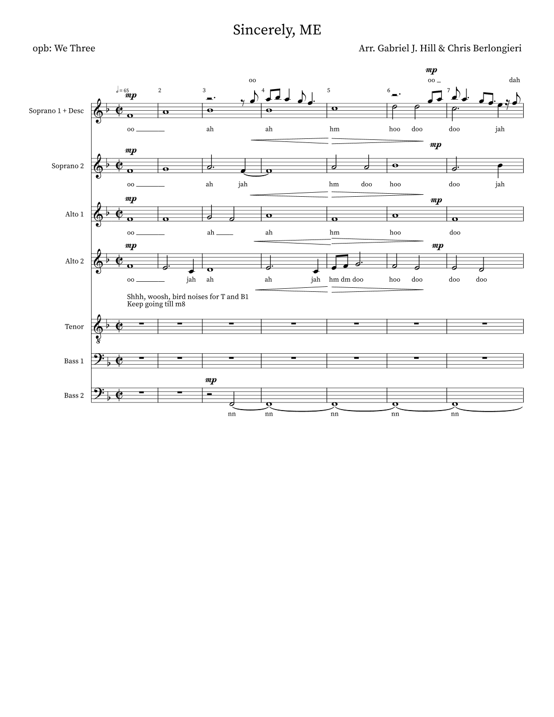 Sincerely Me (arr. Gabriel J. Hill)