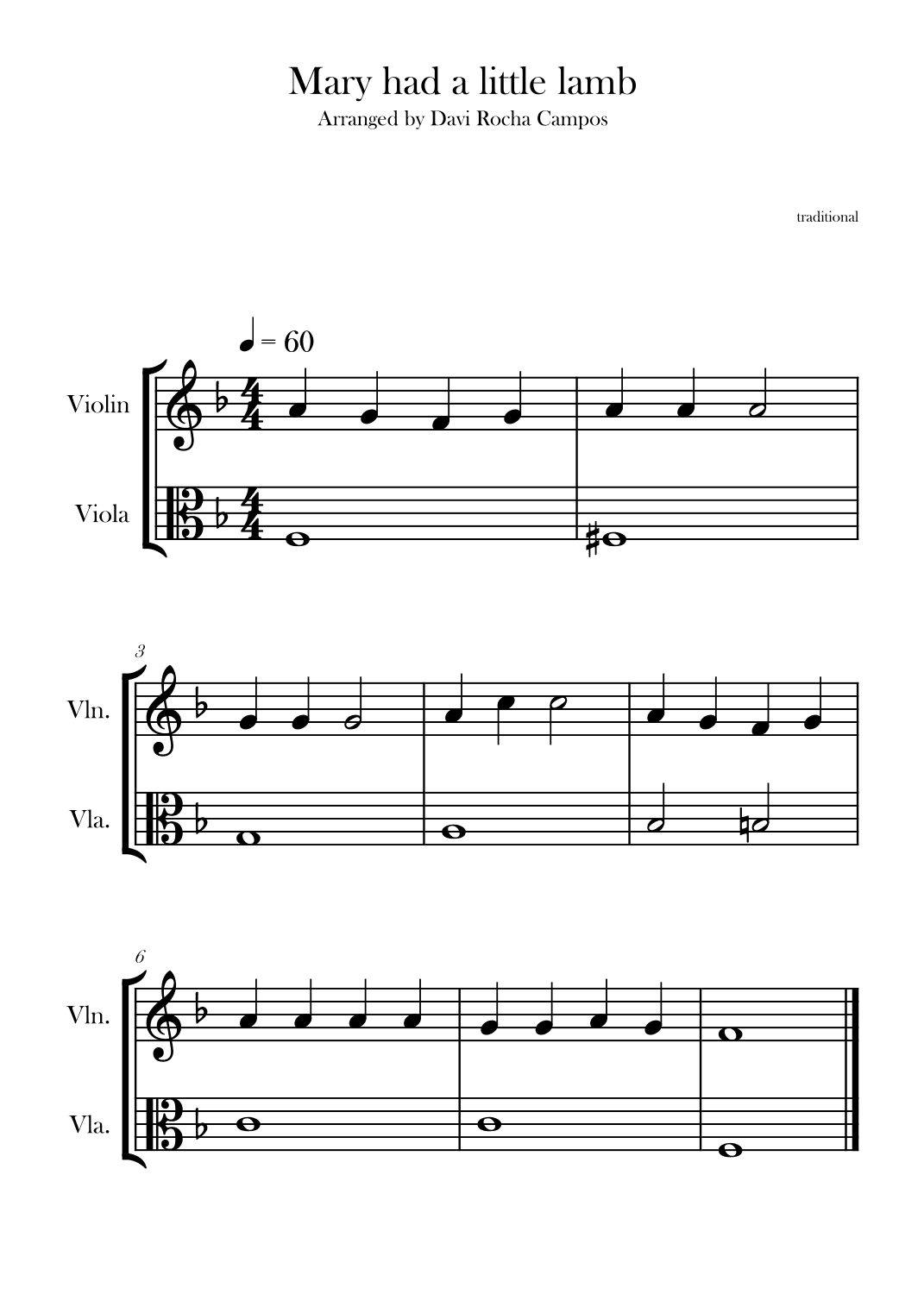 Mary had a little lamb (arr. Davi Rocha Campos)