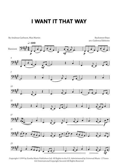 I Want It That Way (arr. Cadenza Editions)