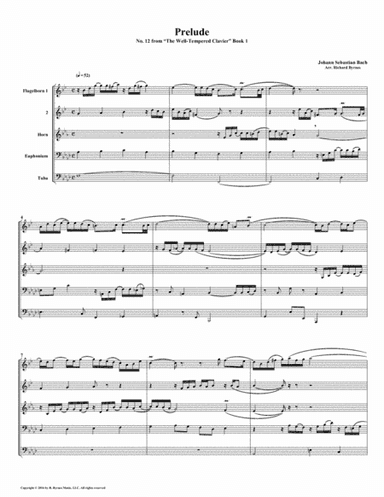 Prelude 12 from  Well-Tempered Clavier, Book 1 (Conical Brass Quintet) (arr. Richard Byrnes)