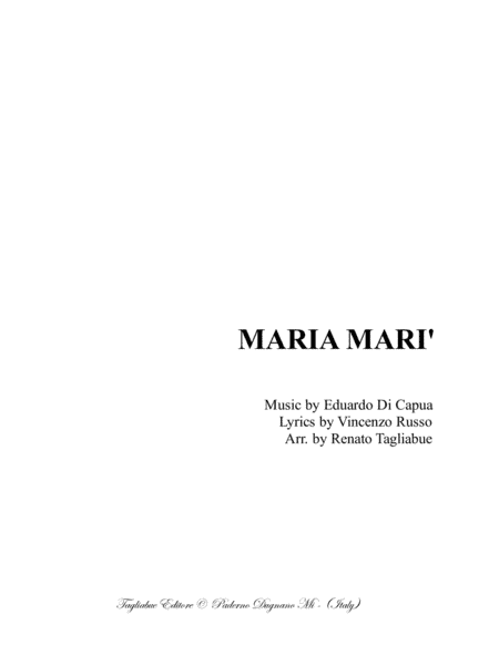 MARIA, MARI' - Neapolitan folk song - Arr. for SABar Choir (arr. Renato Tagliabue)