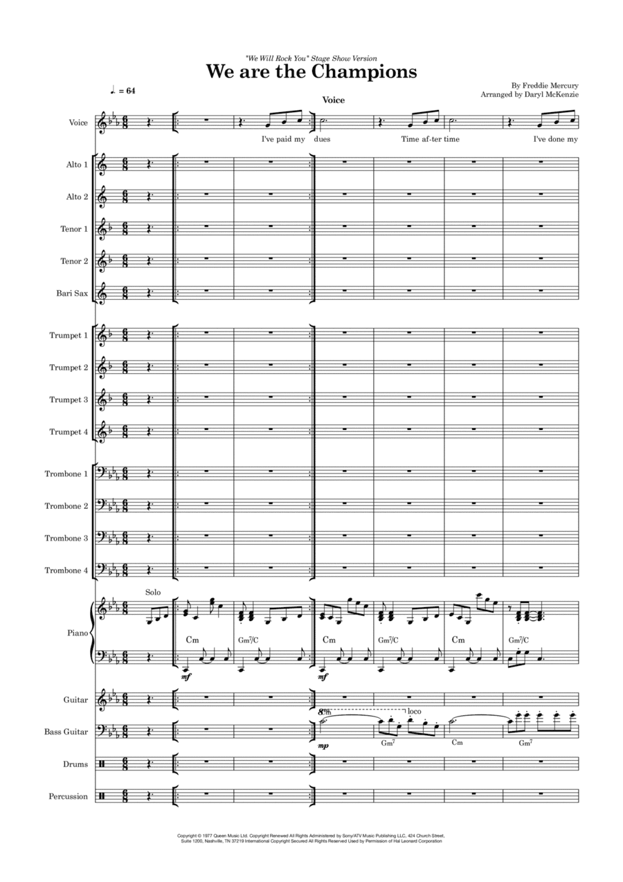 We Are The Champions (arr. Daryl McKenzie)