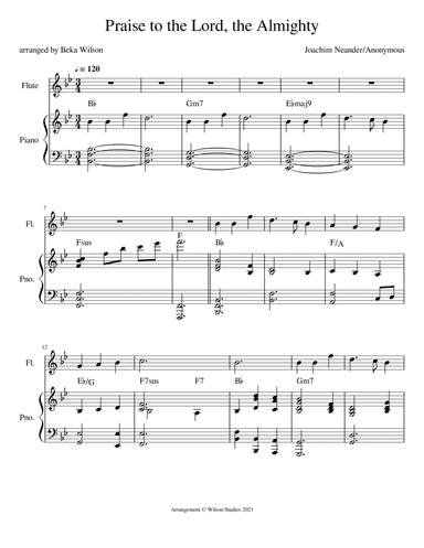 Praise to the Lord, the Almighty--flute solo (arr. Beka Wilson)