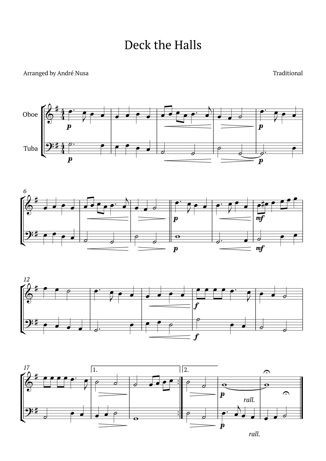 Deck the Halls (arr. André Nusa)