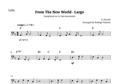 Largo (2nd movement of the Symphony no. 9 'From The New World') (arr. Rodrigo Faleiros)