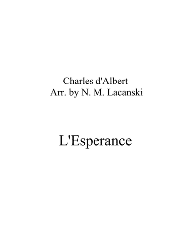 L'Esperance (arr. Nick Lacanski)