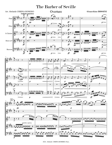 The Barber of Seville (Il barbiere di Siviglia) Overture - Wind Quintet (arr. Abelardo Urbina)