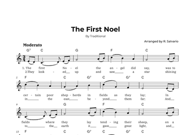 The First Noel (Key of C Major) (arr. R. Salvario)