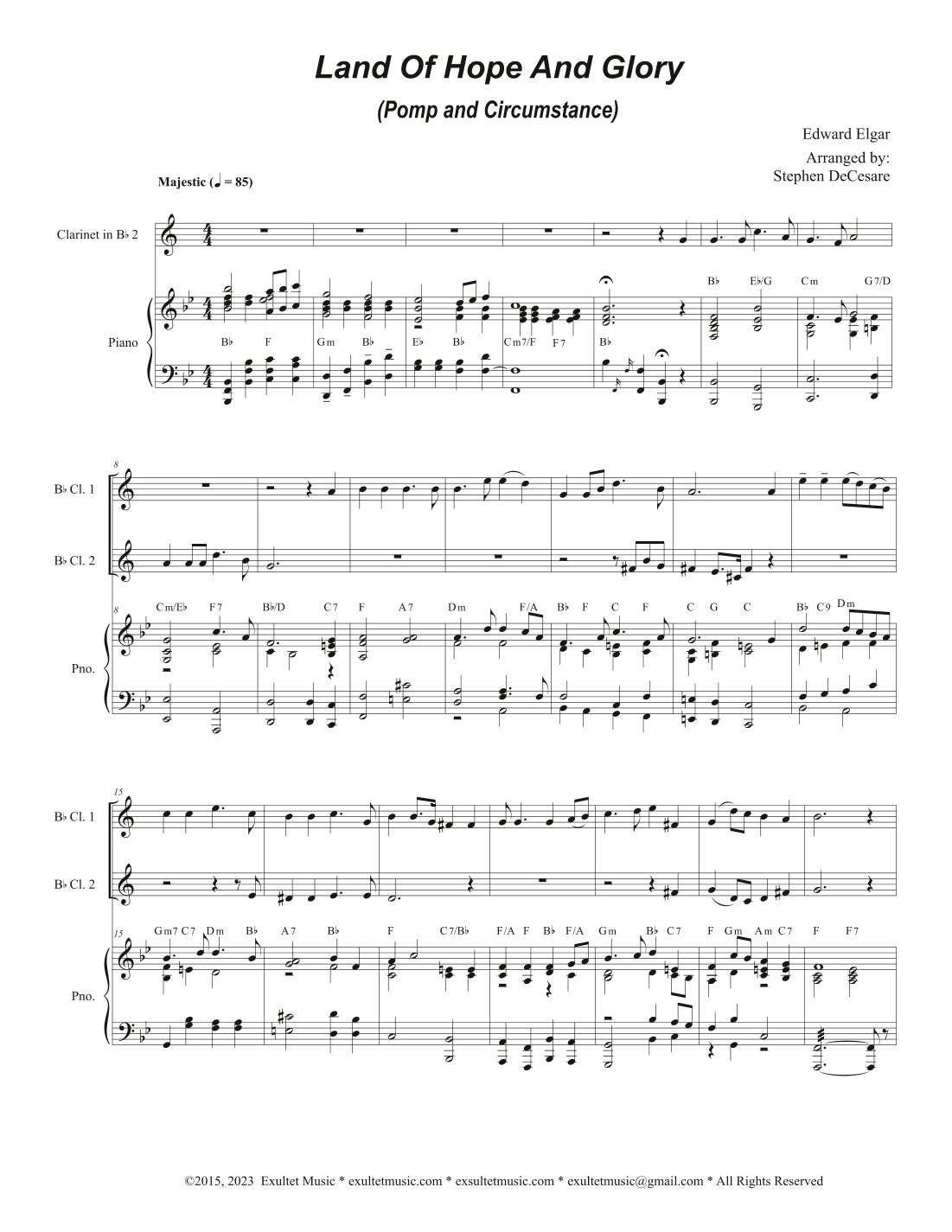 Land Of Hope And Glory (Pomp and Circumstance) (Duet for Bb-Clarinet) (arr. Stephen DeCesare)