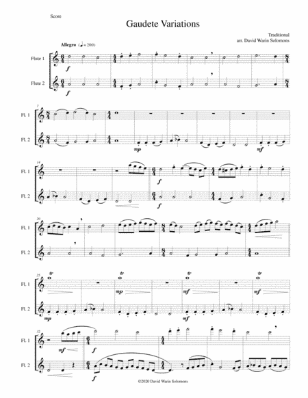 Gaudete Variations for flute duo (arr. David Warin Solomons)