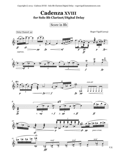 Cadenza XVIII for Solo Clarinet