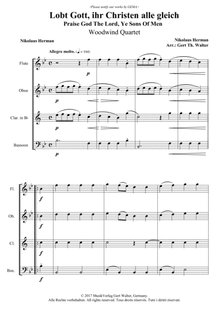 Praise God The Lord, Ye Sons Of Men (arr. Gert Th. Walter)