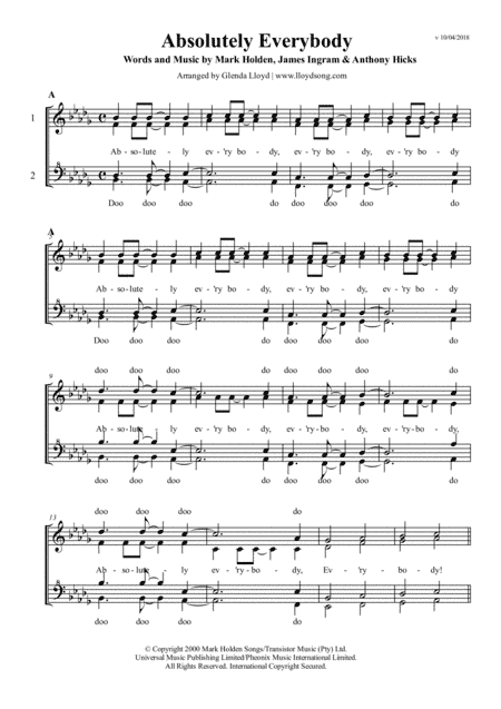 Absolutely Everybody (arr. Glenda Lloyd)
