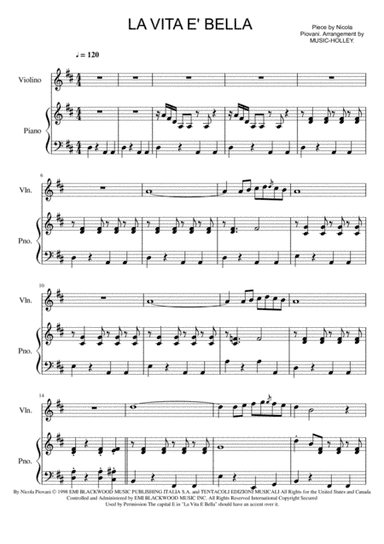 Life Is Beautiful (la Vita E Bella) (arr. Music-holley)