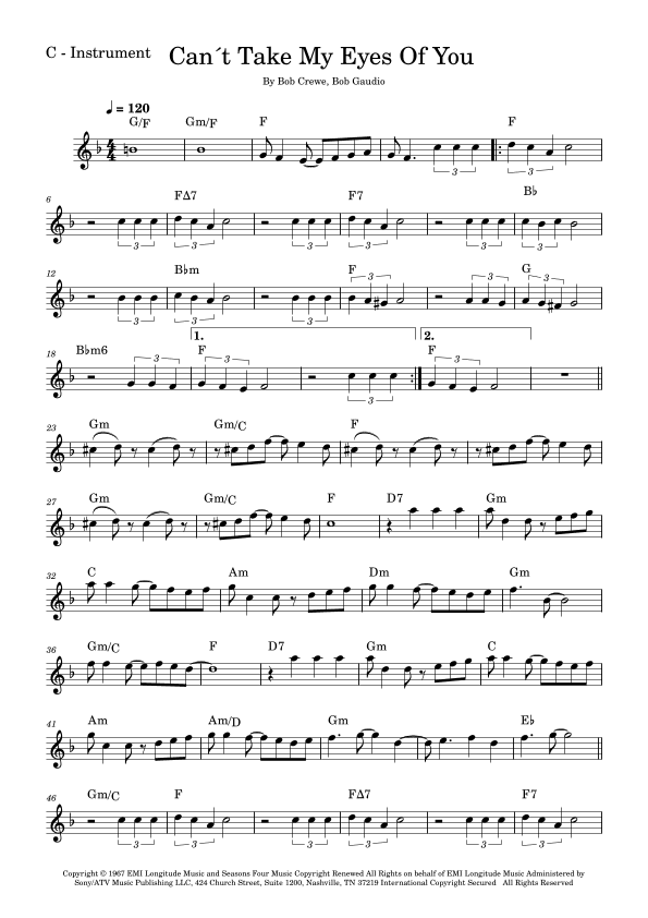 Can't Take My Eyes Off Of You (arr. Fabio Eduardo de Oliveira)